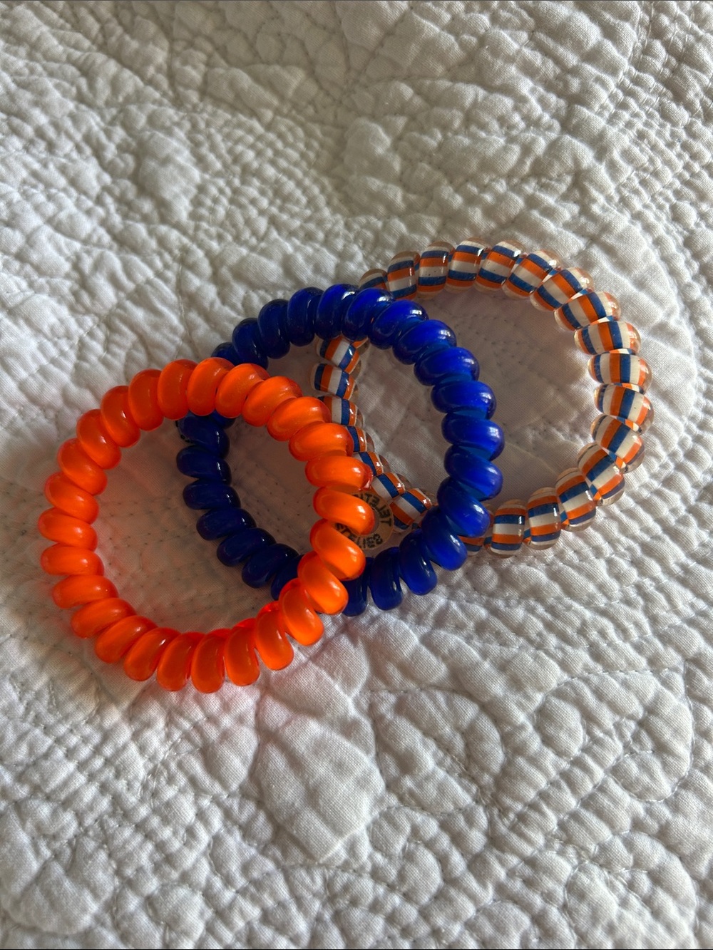 Teleties Spiral Hair Ties or Bracelet - Orange & Blue Set